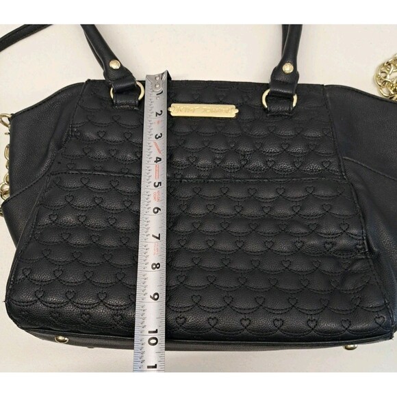 Betsey Johnson Quilted Satchel Black Bag - Picture 13 of 15